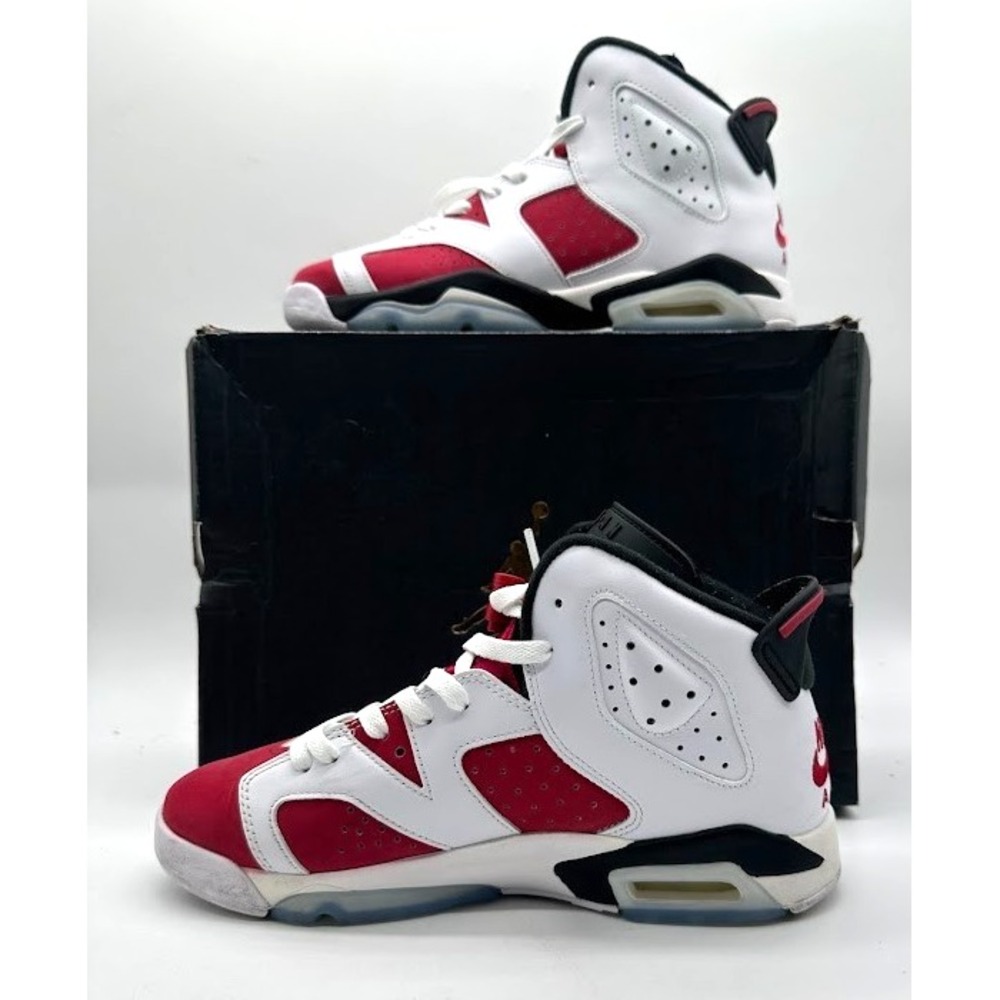 Nike Air Jordan 6 Retro Carmine 2021 GS White Red Black 384665-106 Size‎ 7Y